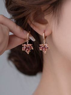 Multicolor  Collar  Copper   Embellished   Women Fashion Jewelry Ethereal Jewelry, Gold Earrings Models, Fancy Jewelry Necklace, Flower Drop Earrings, Luxury Earrings, Jewelry Design Earrings, Rhinestone Flower, Fancy Jewellery, Party Earrings