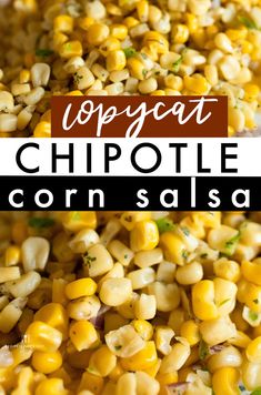 corn cob salad with text overlay that reads topcoat chipotle corn salsa