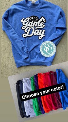 We are loving these trendy chenille patch Gameday sweatshirts! Choose your team colors and sport wearing these to your next game!  Sweatshirt features a large chenille patch on the front!  Personalization: Choose your sweatshirt color and let us create your own custom sweatshirt! Patches only come in white!  Sweatshirts are unisex sizing!  XS-3X!  Washing instructions: We recommend washing the sweatshirt inside out on cold and hang to dry to keep the patch looking new! School Spirit Sweatshirt For Baseball Season, Team Spirit Sweatshirt With Letter Embroidery For Game Day, Blue Sweatshirt For Game Day With School Spirit, Blue Varsity Sweatshirt For Game Day, Blue Crew Sweatshirt For Game Day, Blue Crew Neck Sweatshirt For Game Day, Blue School Spirit Sweatshirt For Sports Events, Varsity Letter Print Sweatshirt For Cheerleading, Blue Varsity Sweatshirt For Sports Events