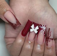 Quinceanera Nails, Red French, Plaid Nails, Simple Acrylic Nails