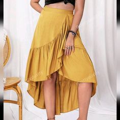 Comfortable, Elastic Waist Yellow High-Low Skirt. Never Worn. Shein Skirts, High Low Skirt, High & Low, High Low, Elastic Waist, Womens Skirt, Elastic, Skirt, Yellow