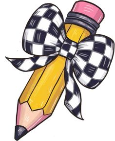 a drawing of a pencil with a bow on it's head and the words, checkerboard