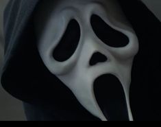 a person in a hooded jacket with a ghost mask on