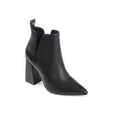 Journee Collection-Neima Bootie Make everyone look up to you with the Neima bootie from Journee Collection. This pull-on bootie flaunts a pointed toe profile with deep 'V' cutouts at the sides and a tall block heel that elevate its appeal. Click here for Boot Measuring Guide. Trendy Heeled Boots With Stacked Heel And Pointed Toe, Trendy Pointed Toe Heeled Boots With Stacked Heel, Trendy Stacked Heel Pointed Toe Boots, Chic Heeled Boots With Heel Pull Tab For Fall, Edgy Platform Boots With Stacked Heel And Pointed Toe, Fall Heeled Boots With Reinforced Heel And Pointed Toe, Chic Ankle Heeled Boots With Heel Pull Tab, Chic Ankle Boots With Heel Pull Tab, Chic Heeled Ankle Boots With Pull Tab