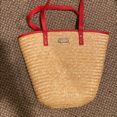 Laura Geller Woven Bag. Perfect For Summer Or The Beach For Your Essentials. Brand New Never Used In Wrapping. Trendy Red Beach Bag With Large Capacity, Trendy Large Capacity Red Beach Bag, Casual Red Beach Bag For Everyday Use, Casual Red Beach Bag For Everyday, Chic Red Beach Bag, Casual Everyday Red Beach Bag, Red Straw Tote Bag For Shopping, Red Straw Shoulder Bag For Everyday Use, Red Tote Straw Bag For Shopping