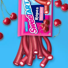 a package of candy with cherries on it