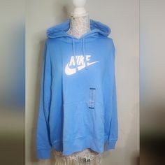 Nike Pullover Hoodie Women's Size 2x Baby Blue New With Tags Elevate Your Activewear With This Gorgeous Nike Pullover Hoodie In Blue, Designed For Women In Plus Size 2x. This Hoodie Features A Comfortable And Trendy Pullover Style, Perfect For Any Occasion Whether You're Heading To The Gym Or Running Errands. The Bright Blue Color Adds A Pop Of Personality To Your Outfit, While The Nike Brand Ensures Top Quality And Style. The Hoodie Is Made Of Soft And Breathable Fabric That Feels Great On Your Nike Baby Blue Sweatshirt, Nike Pullover Hoodie, Nike Hoodie, Nike Brand, Baby Blue, Pullover Styling, Nike Women, Hoodies Womens, Breathable Fabric