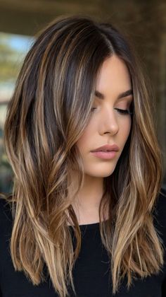 Flattering Long Bob Styles for Brunettes 🌟 Long Bob Styles, Highlights For Dark Brown Hair, Blonde Hair Transformations, Long Length Hair, Gorgeous Hair Color, Lovely Fashion, Stunning Style