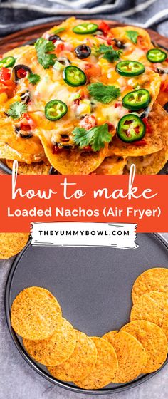 Savor the crunch and flavor of these Air Fryer Loaded Vegetarian Nachos! Topped with melted cheese, beans, veggies, and all your favorite nacho toppings. Perfect for a quick snack or game day treat. #AirFryerNachos #VegetarianRecipes #LoadedNachos #QuickSnacks #HealthyEating Nachos In Air Fryer, Nachos In The Oven, Air Fryer Nachos, Favorite Party Appetizers, Nacho Toppings, Vegetarian Nachos, Homemade Buffalo Sauce, Vegan Nachos, Leftover Pork