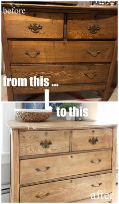 an old dresser has been transformed into a beautiful piece of furniture