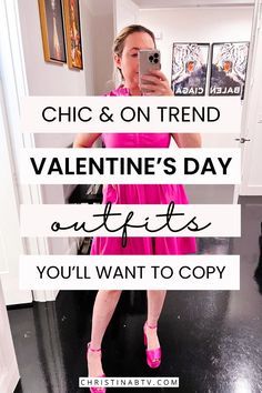 Casual Chic Style Outfits, Fancy Date Night Outfit, Valentines Day Outfits For Women, Cute Outfits For Women, Galentines Brunch, Cute Date Night Outfits, Pink Heart Dress