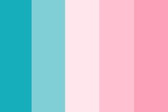 the color palette is pink, blue and green with some white stripes on top of it