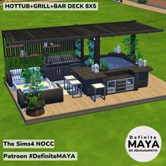 the sims 4 nocc patio with hot tub and grill deck