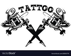 two crossed swords with the word tattoo on it and an arrow in the middle vector