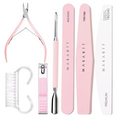 PRICES MAY VARY. Multifunctional Manicure Tool Kit - Makartt Nail Care Set comes with Cuticle Nipper, Cuticle Pusher, Nail Clipper, 180/240 Nail File, 100/180 Nail Sanding Buffer, 400/4000 Nail Buffer and Mini Brush. This nail file set helps you create delicate shiny nail in everywhere and everytime for daily nail care use and salon. Sharp Enough Cuticle Trimmer - It's made of stainless steel which features with great durability and rust-resistance. With anti-slip cuticle pusher, it helps push u Basic Nail, Nail Care Kit, Cuticle Trimmer, Natural Acrylic, Nail Buffer Block, Nail Buffers, Natural Acrylic Nails, Nail Prep, Nail Remover