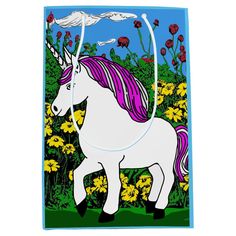 an image of a unicorn with flowers in the background