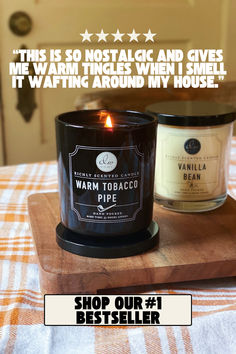 Warm Tobacco Pipe Candle Lit with 5 star review Fall Dec, Men Products, Bedroom Fireplace, Pipes And Cigars, Signature Fragrance, Pixie Styles, Light My Fire, Colorado Homes, Library Decor