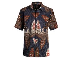 Batik Sarimbit, Edward Hutabarat Batik, Batik Shirt, Mens Oxfords, Button Downs, Blue Brown, Batik, Custom Shirts, Hand Drawn