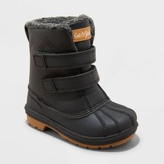 These Denver Winter Boots from Cat & Jack™ will keep your little one's toes warm during winter adventures. These winter boots feature a leather-blend solid upper along with a comfy insole and cozy faux-shearling lining, and the waterproof construction makes sure their feet stay cozy, toasty and dry. The two straps with hook-and-loop fastening complete the design with a secure fit and easy on and off. Cat & Jack™: Designed for all children so you can trust it's made for yours. Denver Winter, No Heel Boots, Toddler Winter Boots, Toddler Winter, Toddler Boots, Rubber Boot, Girls Shoes Kids, Christmas 2020, Jack Black