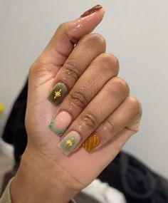 Earthy Nails, Unique Acrylic Nail Designs, Licensed Cosmetologist, Overlay Nails, Hippie Nails, Drip Nails, Nails Now, Colored Acrylic Nails