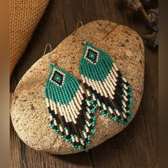 New Beautiful Western Boho Aztec Hand Beaded Dangle Earrings Bundle Several Items From My Closet And I’ll Give You A Great Deal! Plus You Maximize The Shipping Fee. Poshmarks Shipping Fee Covers Up To 5lbs Of Items! Free Gift With Every Purchase If You’re New To Poshmark Sign Up Using My Link Https://Posh.Mk/Evngezioycb And You Get 10$ Credit When You Join! Cherry Drop Earrings, Beading Designs, White Gold Hoop Earrings, Earrings Patterns, Beaded Earring, Butterfly Earrings Stud, Beaded Earrings Patterns, Beaded Crafts, Bead Loom