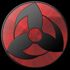 a red and black radiation symbol on a black background