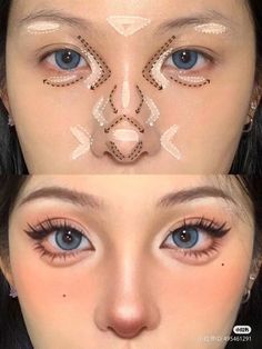 Rabbit Pretty Face Type Makeup, Bunny Pretty Face Makeup, Rabbit Face Makeup, Cute Eye Makeup Korean, Eye Makeup Casual, Uzzlang Makeup Look, Small Nose Contour, Asian Doll Makeup, Babydoll Makeup