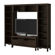 the entertainment center is made out of wood