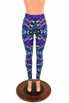 Neon Melt UV Glow High Waist Lycra Spandex Leggings Rave Festival Yoga Purple Green Lime Surreal Psy Spandex Leggings, High Waist Leggings, Rave Festival, Womens Leggings, Olive Branch, Purple Green, Outfits With Leggings, High Waisted Leggings, Thigh Highs