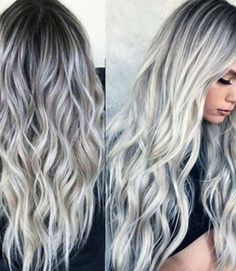 Women Silver Ombre Grey white Party Middle Parting Highlight Long Hair Full Wigs, #AD, ##Wigs, #Ad, #Full, #Hair, #Long Silver Wigs, Black Wavy Hair, Long Curly Wig, Grey Wig, Curly Hair Wig, Short Hair Wigs, Grey Hair Color, Long Wigs, Ash Blonde