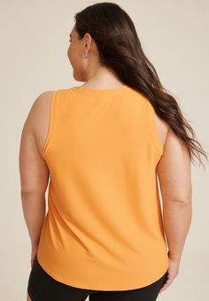 Plus Size Athleisure Tank Top - Materials & Care:imported - 92% nylon 8% spandex - machine wash Plus Size Athleisure, Orange Moisture-wicking Short Sleeve Tops, Athleisure Women, A Plus, Athleisure, Breathable Fabric, Dress Shoes, Tank Top, Relaxed Fit