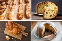 several different types of breads and pastries