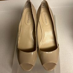 Gorgeous Nude Patent Leather Calvin Klein Peep Toe Pump. Never Worn . Kept In Storage Shoe Box. Do Not Have Original Box But Will Ship In Storage Box. Calvin Klein Casual Open Toe Heels, Freetime Activities, Cute Shoes Heels, Calvin Klein Shoes, Shoe Inspo, Peep Toe Heels, Shoe Storage, Lookbook Outfits, Fashion Killa