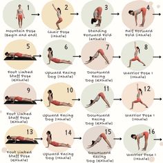 sun salutation b, surya namaskar b Sun Salutation B, Yoga In Hindi, Sun Salutation Sequence, Yoga Sequencing, Yoga Teacher Resources, Yoga Facts, Morning Yoga Routine, Upward Facing Dog, Lower Back Pain Exercises