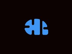 the letter h is made up of blue letters on a black background, and it appears to be in two different font styles