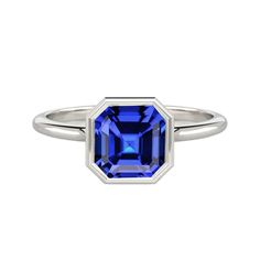 Laos Jewelry, 2 Carat Ring, Blue Sapphire Stone, Sapphire Solitaire Ring, White Gold Solitaire, Gold Solitaire Ring, Sapphire Solitaire, Sapphire Engagement Ring Blue, Asscher Cut