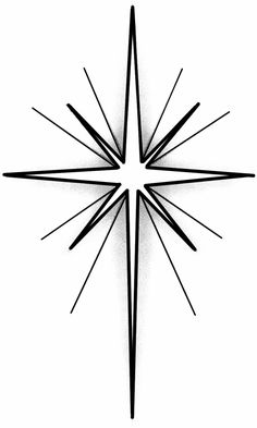 a black and white drawing of a star with lines coming out of it's center