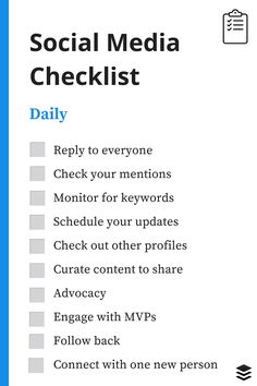 the social media checklist is shown here