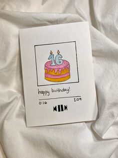 a birthday card with the number forty five on it and a pink frosted cake