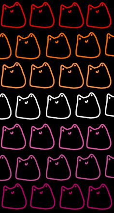 a black background with different colored cats on it