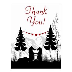 a thank card with two bears in the woods