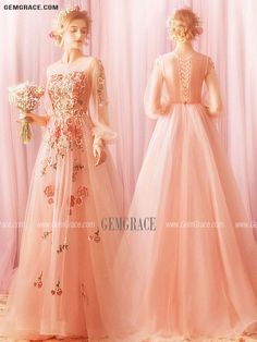 Fitted Floral Applique Dress For Ceremony, Fitted Floral Applique Gown For Banquet, Long Sleeve Embroidered Prom Dress, Floral Applique Long Sleeve Wedding Dress, Long Sleeve Wedding Dress With Floral Applique, Long Sleeve Dresses With Floral Embroidery For Ceremony, Long Sleeve Floral Embroidery Dress For Ceremony, Long Sleeve Floral Applique Prom Dress, Long Sleeve Gown With Floral Embroidery For Banquets