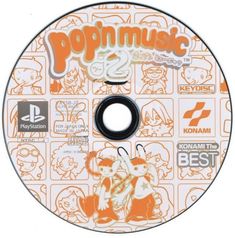 an orange and white cd disc with cartoon characters on it