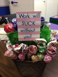 Desk Celebration Decorations That Are Way Too Fun For Work - Work will suck without you goodbye gift Retirement Gifts Diy, Goodbye Gifts For Coworkers, Staff Appreciation Gifts, Retirement Party Gifts, Goodbye Gifts, Farewell Parties, Employee Appreciation Gifts, Friends Diy, Farewell Gifts