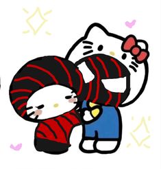 an image of a hello kitty hugging someone