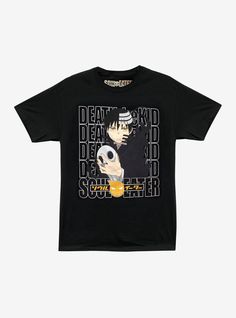 Add more Soul Eater tees to your collection! This one depicts Death the Kid holding a mask  with his name repeated behind him and the anime's title below.Please note: Style runs large; size down for a tighter fit.100% cottonWash cold; dry lowImportedListed in junior sizes Soul Eater Shirt, Holding A Mask, Female Avatar, Anime Titles, Anime Tees, Anime Soul, Soul Eater, Girls T Shirt, The Kid