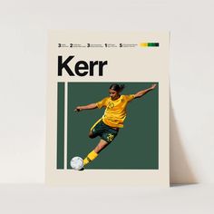 a soccer player in action on the cover of kerr magazine