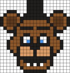 a bear with a hat on it's head is made out of pixellated squares