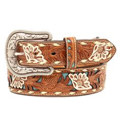 Women's Brown Belt with Floral Overlay Yuzu Aesthetic, Cowboy Belts, Country Belts, Nocona Belt, Ladies Belt, Custom Leather Belts, Cowgirl Belts, Womens Belt, Cowgirl Accessories