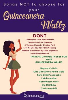 a poster with the words quinceanera walks on it and an image of a woman